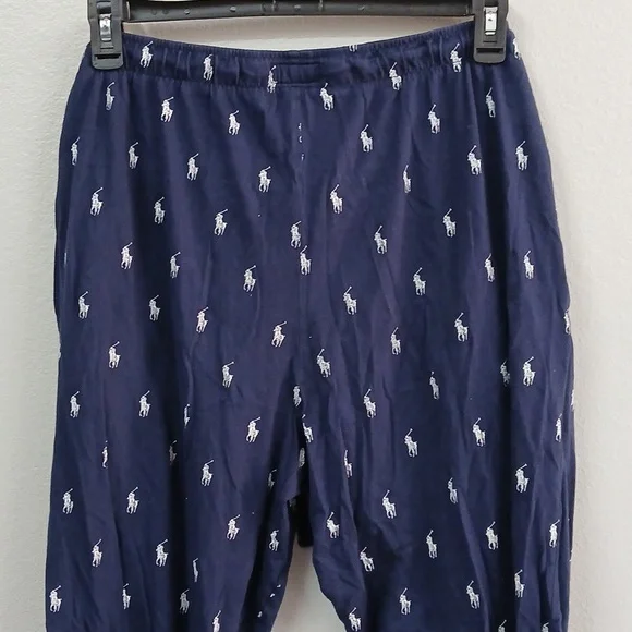 Polo Ralph Lauren Pajama Pants Mens Blue AOP 100% Cotton Casual Lounge Lg - Picture 7 of 7
